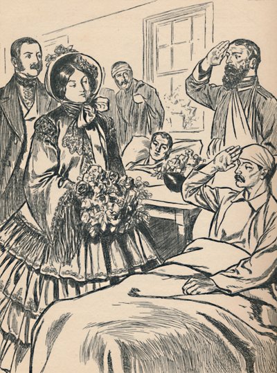 Królowa Wiktoria odwiedza swoich rannych żołnierzy, ok. 1907 r. autorstwa Unbekannt