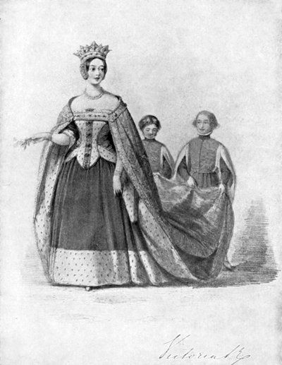 Królowa Wiktoria jako królowa Filippa na balu Plantagenetów, Pałac Buckingham, ok. 1840, 1901 autorstwa Unbekannt