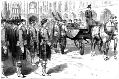 Królowa Wiktoria otrzymująca stare barwy Seaforth Highlanders, Windsor, 1885 autorstwa Unbekannt