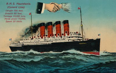 R.M.S. Mauretania. Linia Cunarda, lata 30. XX wieku. autorstwa Unbekannt