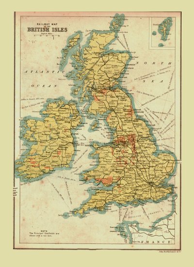 Mapa kolejowa Wysp Brytyjskich, 1902. autorstwa Unbekannt