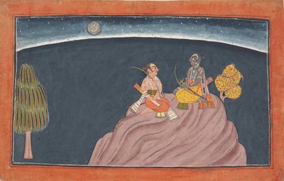 Rama i Lakszmana na górze Pavarasana: Folio z serii Shangri Ramayana..., c1690-1710. autorstwa Unbekannt