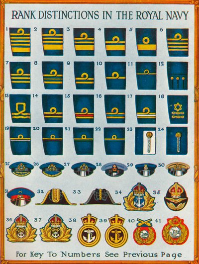 Wyróżnienia stopniowe w Royal Navy, c1919 1919 autorstwa Unbekannt