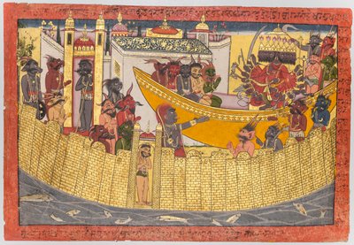 Siostra Ravana skarży się, że Lakszmana jako demony odciął jej nos..., 1690-1710. autorstwa Unbekannt