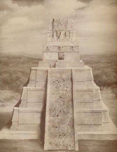 Zrekonstruowany model wspaniałej piramidy świątyni Majów w Tikal, c1935 autorstwa Unbekannt