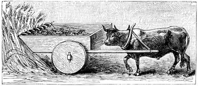 Rekonstrukcja maszyny żniwnej używanej w Galii w czasach starożytnego Rzymu, opisana przez Pliniusza, ok. 1890 r. autorstwa Unbekannt