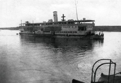 Łódź po rzece Czerwonego Krzyża płynąca w górę rzeki Tygrys, Mezopotamia, I wojna światowa, 1918 r. autorstwa Unbekannt