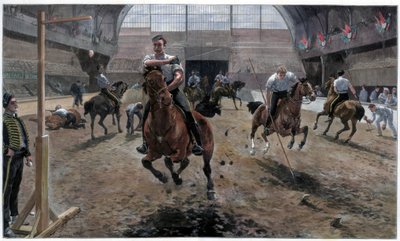 Próba do Królewskiego Turnieju Wojskowego w Sali Rolniczej, Islington, Londyn, 1886 autorstwa Unbekannt