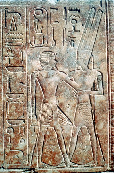 Płaskorzeźba królowej Hatszepsut w męskim stroju, Świątynia Amona, Karnak, Egipt, ok. 1500 p.n.e. autorstwa Unbekannt