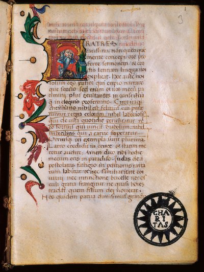 Reprezentacja św. Hieronima (347-420), iluminowana strona zaczerpnięta z "Opuscula theologica". autorstwa Unbekannt