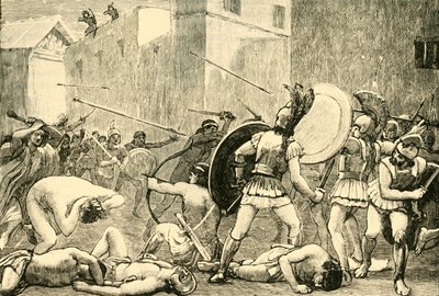 Odepchnięcie Pyrrusa ze Sparty, 1890. autorstwa Unbekannt