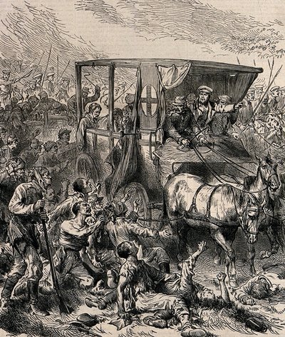 Ratowanie rannych żołnierzy rosyjskich z pola bitwy, ok. 1878 autorstwa Unbekannt