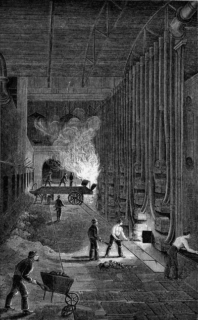 Retort House, Imperial Gasworks, Kings Road, Londyn, 1876 autorstwa Unbekannt
