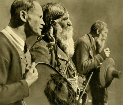 Modlący się strzelcy, Tyrol, Austria, ok. 1935. autorstwa Unbekannt