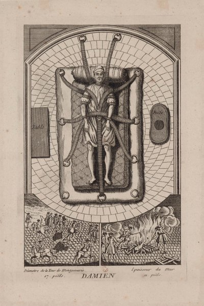 Robert Francois Damiens 1715-1757 w Châtelet, 2 marca 1757. autorstwa Unbekannt