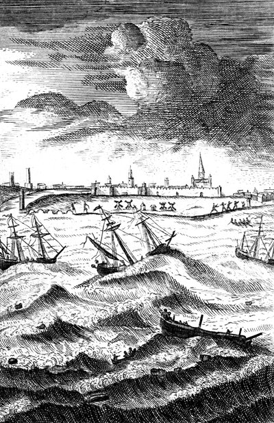 Robinson Crusoe rozbity w Yarmouth, c1719 autorstwa Unbekannt