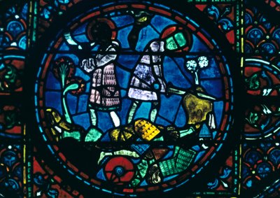 Roland łamie miecz i gra w róg, witraż, katedra w Chartres, Francja, 1194-1260 autorstwa Unbekannt