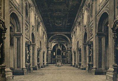 Roma - Nawa główna Bazyliki św. Jana na Lateranie Borrominiego, arch. 1650, 1910 autorstwa Unbekannt