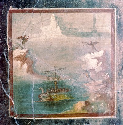 Rzymskie malowidło ścienne, Ulisses i Syreny, Pompeje, I wiek autorstwa Unbekannt