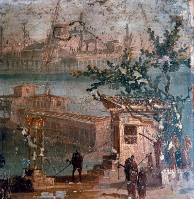 Rzymskie malowidło ścienne przedstawiające idylliczny krajobraz, Pompeje, I wiek autorstwa Unbekannt