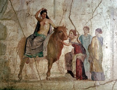 Rzymskie malowidło ścienne przedstawiające Gwałt Europy, Dom Jasona, Pompeje, Włochy autorstwa Unbekannt