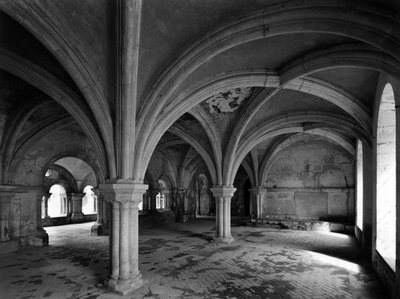 Architektura romańska: widok kapituły opactwa cystersów w Fontenay założonego w 1118 r. (Cote d