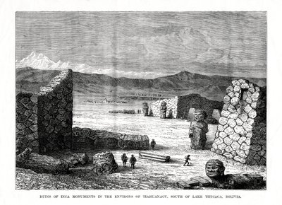 Ruiny Inków Zabytki w okolicach Tiahuanacu, na południe od jeziora Titicaca, Boliwia, 1877 autorstwa Unbekannt