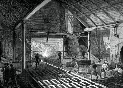 Wpuszczanie stopionego żelaza w świnie, c1880 autorstwa Unbekannt