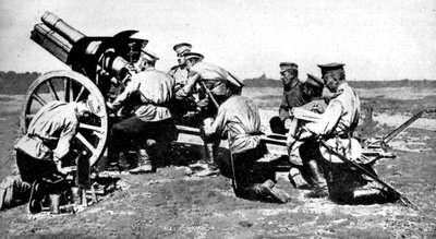 Rosyjska haubica w ogniu ćwiczebnym, I wojna światowa, 1914 autorstwa Unbekannt