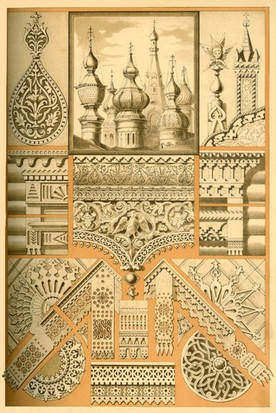 Rosyjski ornament architektoniczny i rzeźba w drewnie, 1898. autorstwa Unbekannt