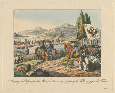 Armia rosyjska przekracza rzekę Prut do Mołdawii w maju 1828, 1829 autorstwa Unbekannt