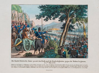 Armia rosyjska przekracza rzekę Prut do Mołdawii w maju 1828 r., ok. godz. 1830 autorstwa Unbekannt