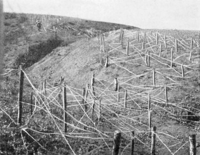Rosyjskie zasieki z drutu kolczastego, wojna rosyjsko-japońska, 1904-5 autorstwa Unbekannt