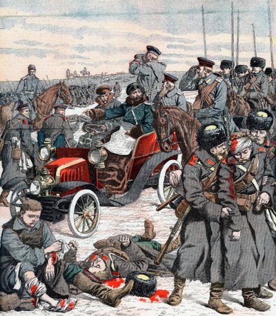 Rosyjski generał kierujący kampanią ze swojego samochodu, wojna rosyjsko-japońska, 1904 autorstwa Unbekannt