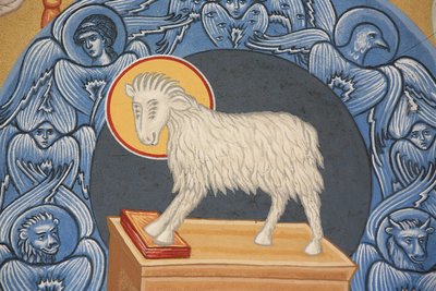 Owca ofiarna. Cerkiew Saint-Antoine-le-Grand Saint-Laurent-en-Royans Francja autorstwa Unbekannt