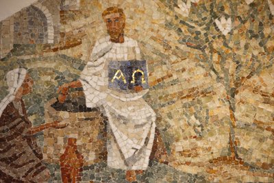 Bazylika opactwa Saint-Maurice, Mozaika Madeleine Diener Jezus i Samarytanin przy studni Jakuba, Saint-Maurice, Suisse autorstwa Unbekannt