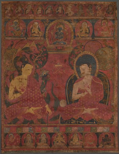 Sakjamuni z uczniem Thangka, XIV wiek. autorstwa Unbekannt