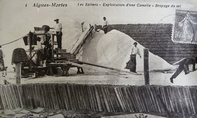Warzelnie soli, Camargue, Aigues-Mortes, Prowansja, Francja (zdjęcie czarno-białe) autorstwa Unbekannt