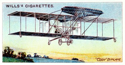 Samuel Franklin Cody , amerykański lotnik brytyjski, latający Cody Biplane c1909 autorstwa Unbekannt