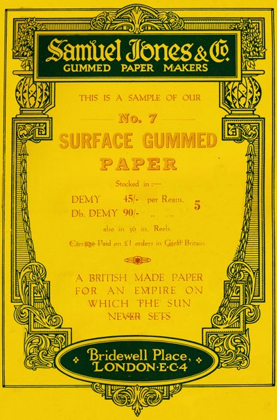 Reklama Samuel Jones & Company Gummed Paper Makers, 1919 autorstwa Unbekannt