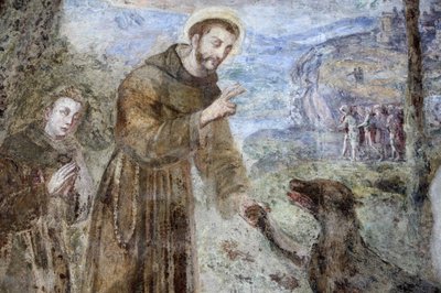 Klasztor Santa Chiara, Neapol Fragment fresku: SFrancesco, Neapol, Włochy autorstwa Unbekannt
