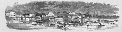 Scena w Baton Rouge podczas powodzi 1874, 1883 autorstwa Unbekannt
