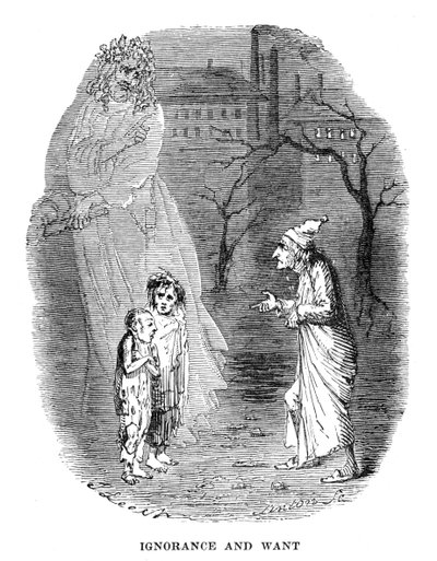Scena z Opowieści wigilijnej Charlesa Dickensa, 1843 autorstwa Unbekannt