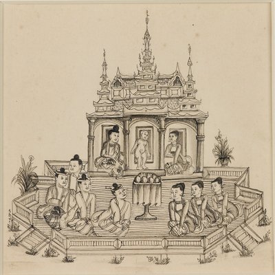 Scena z Vessantara Jataka, ok. 1880 autorstwa Unbekannt
