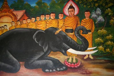 Scena z życia Buddy Vientiane Laos autorstwa Unbekannt