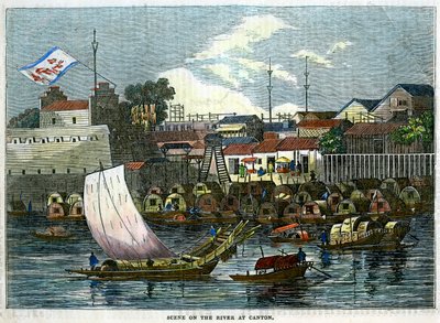 Scena na rzece w Kantonie, Chiny, ok. 1840 r. autorstwa Unbekannt