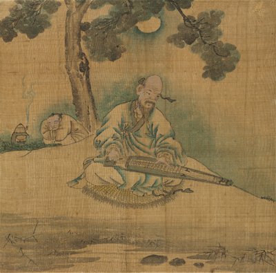 Uczony grający Qin, 1800s. autorstwa Unbekannt