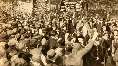 Szkockie marsze, protesty Means Test, Hyde Park, Londyn, 1932, 1933. autorstwa Unbekannt