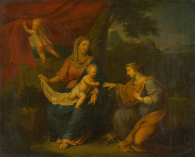 Siedząca Madonna ze św. Katarzyną autorstwa Unbekannt