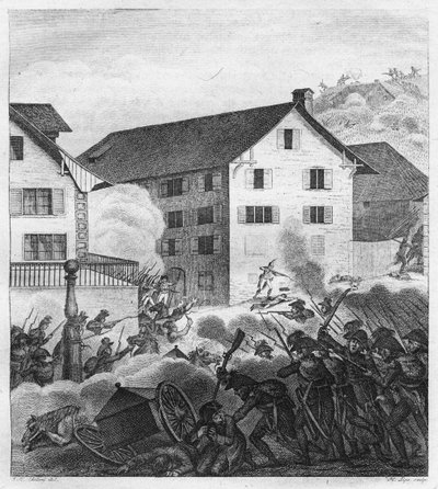 Druga bitwa pod Zurychem, scena walki w Central, 1799 autorstwa Unbekannt